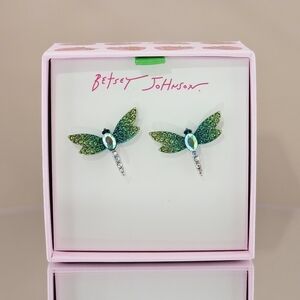 Betsey Johnson Garden Glam Dragonfly Earrings Vacation Summer Spring Gift